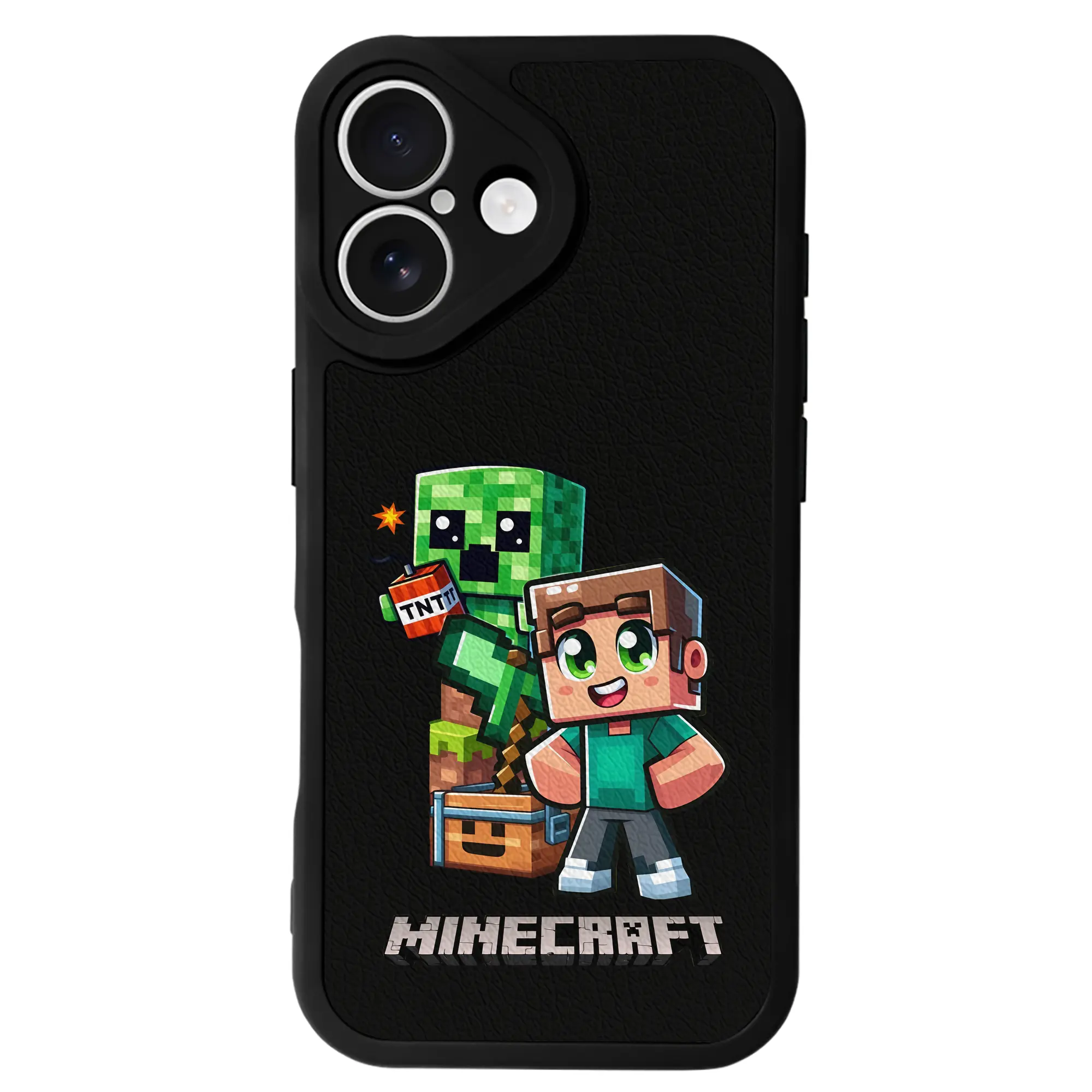 マイクラ グッズ  マイクラ - IPhone 16シリーズ対応 ・ シリコンスマホケース ・ レザー調 ・ 高精度フィット ・ 耐衝撃 ・ ワイヤレス充電対応 ・ 精密カット